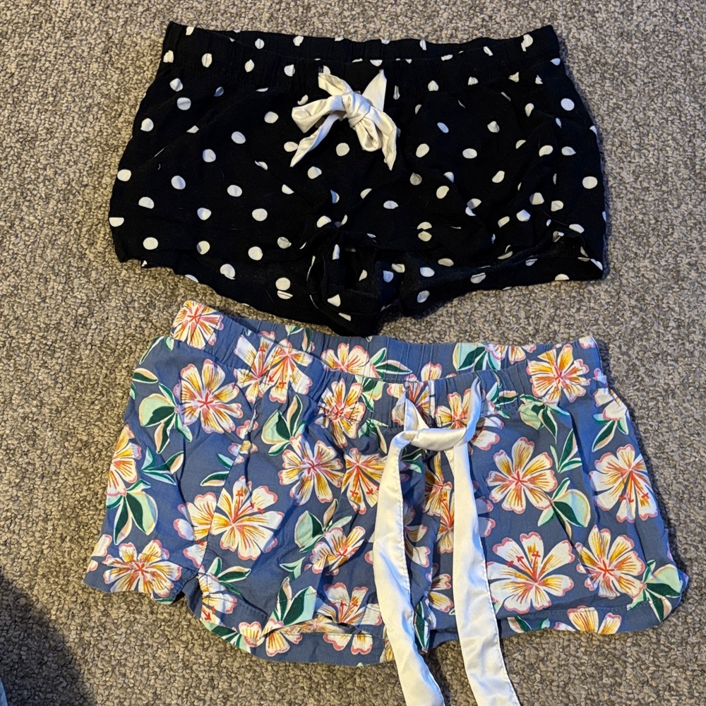 Old Navy Black Polka Dot and Floral Women's PJ Shorts
